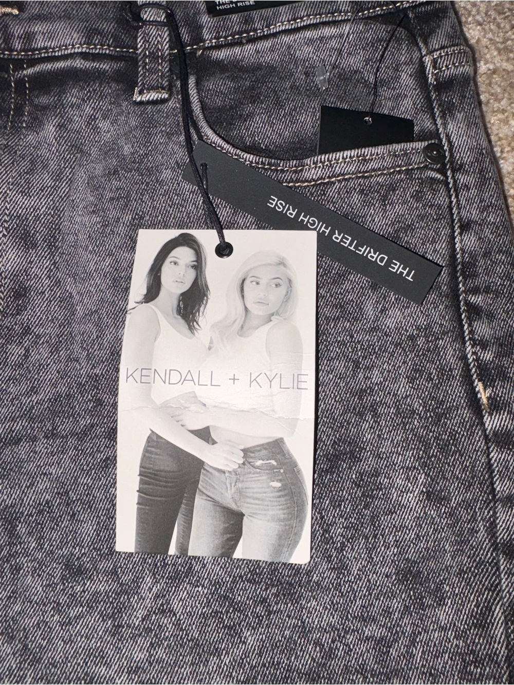 Kendall & Kylie Acid Wash Black High-Rise Denim Shorts - Picture 2 of 4